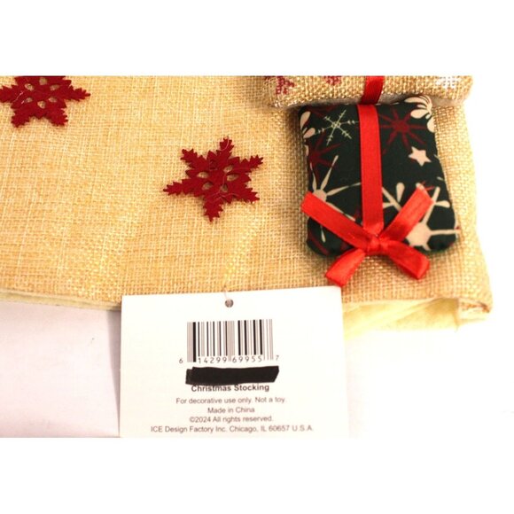 Christmas Queen Reindeer 3D Stocking 18 inches Red Beige Holiday Decor NWT - Picture 5 of 8